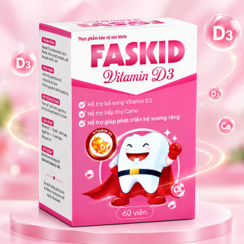 Thực phẩm bảo vệ sức khỏe FASKID Vitamin D3 - Hỗ trợ bổ sung D3 Hàng Thụy Sĩ